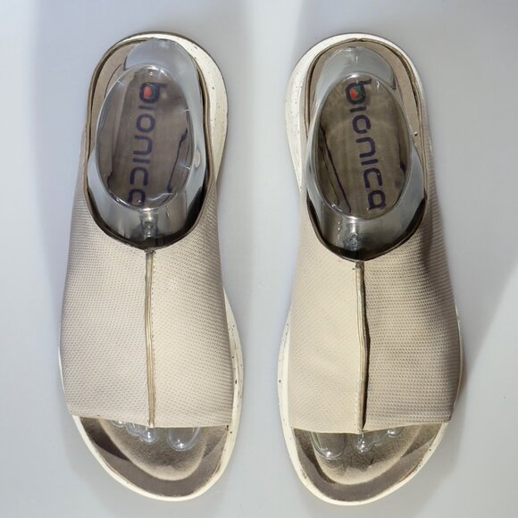 BIONICA Oceana Women's Wedge Slide Sandals Slip-on Slip Resistant Taupe Size 8M - Picture 3 of 12